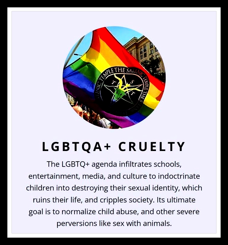 Hugmyndafræði LGBTQA+ er byggð á Ofstæki og Grimmd