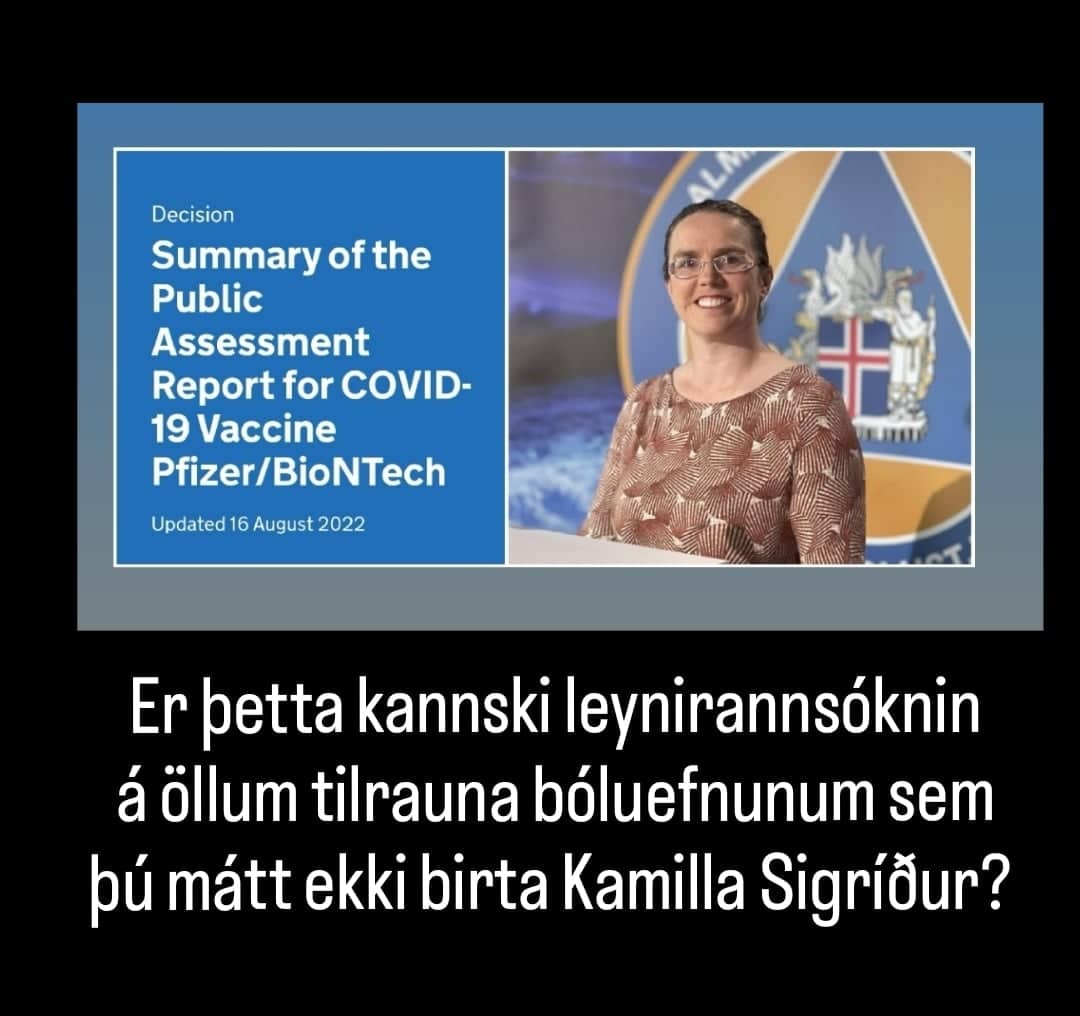 Pfizer/BioNTech rannsóknin sem að Kamilla Sigríður má alls ekki segja frá.